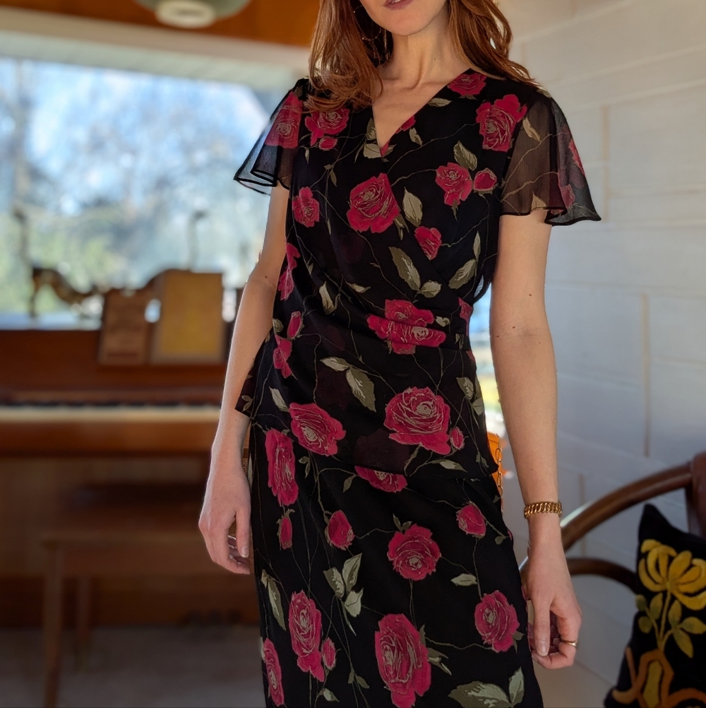 Vintage 90s Y2k Rose Dress